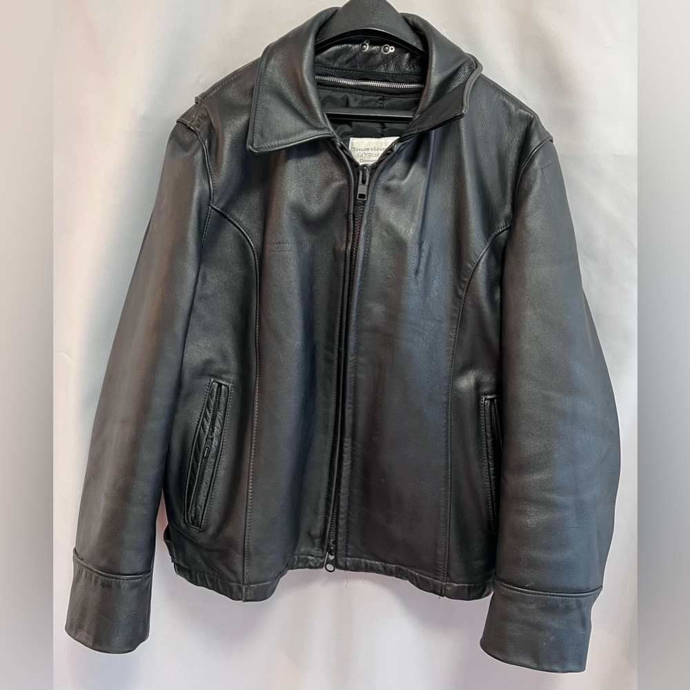 Vintage Taylor's Leatherwear USA Leather Motorcycle Bomber Jacket Mens 44 Police